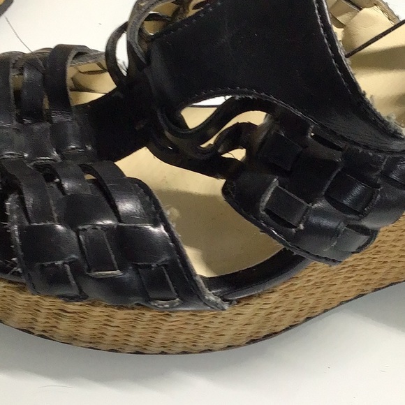 Max Studio Black /Tan High Heel 4” Wedge Shoes - Picture 6 of 6